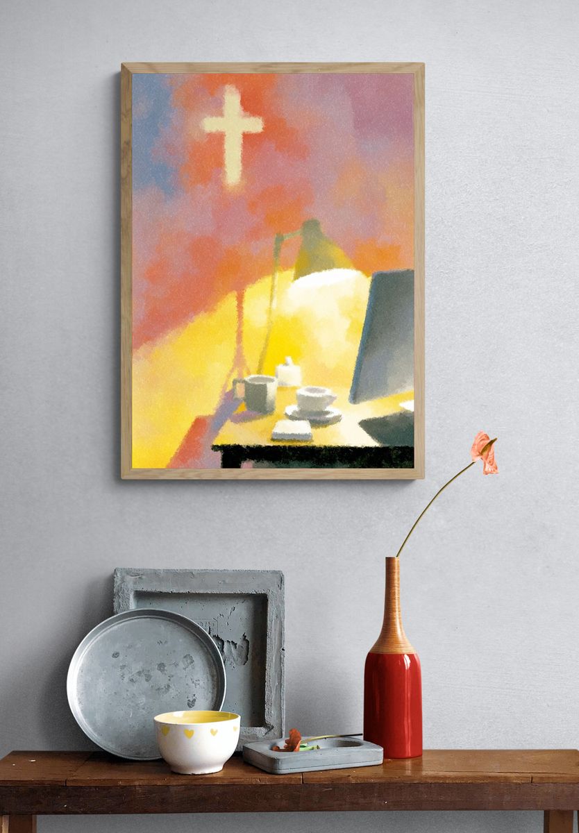 Prayer Desk Watercolor Print. — room view 3