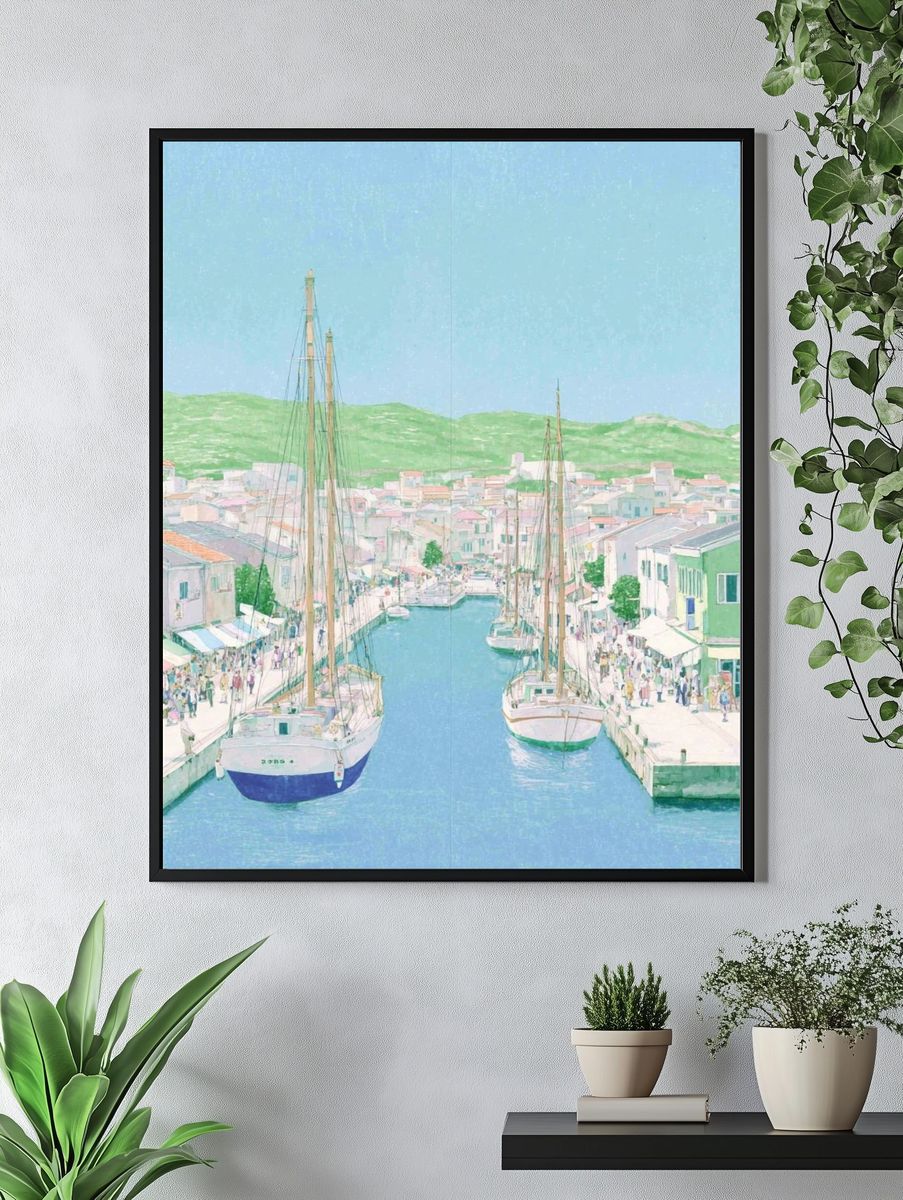 Harbor Town Watercolor Print. — room view 4