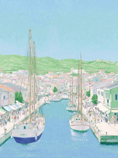 Harbor Town Watercolor Print. poster print