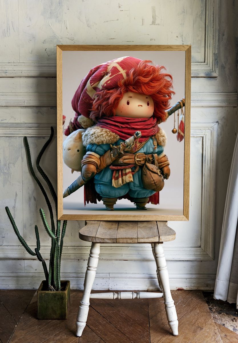 Whimsical Adventurer Illustration Poster. — room view 1