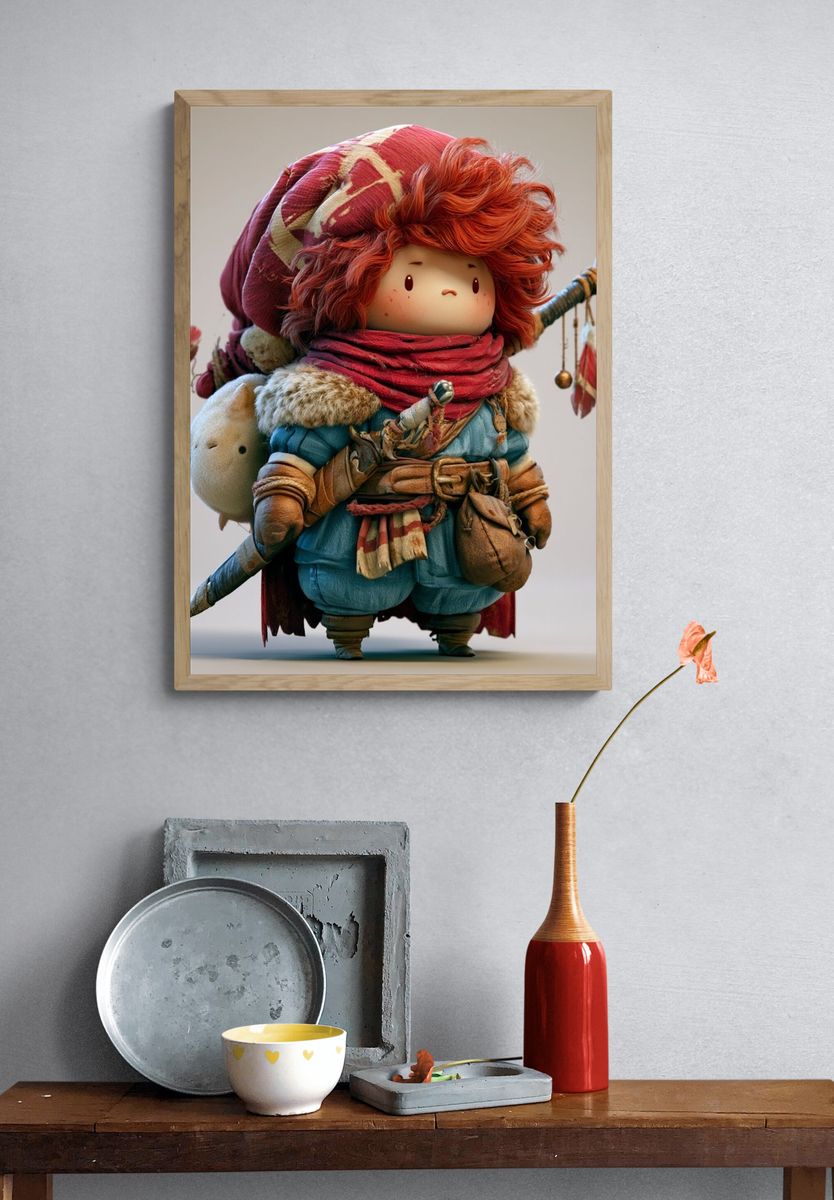 Whimsical Adventurer Illustration Poster. — room view 3