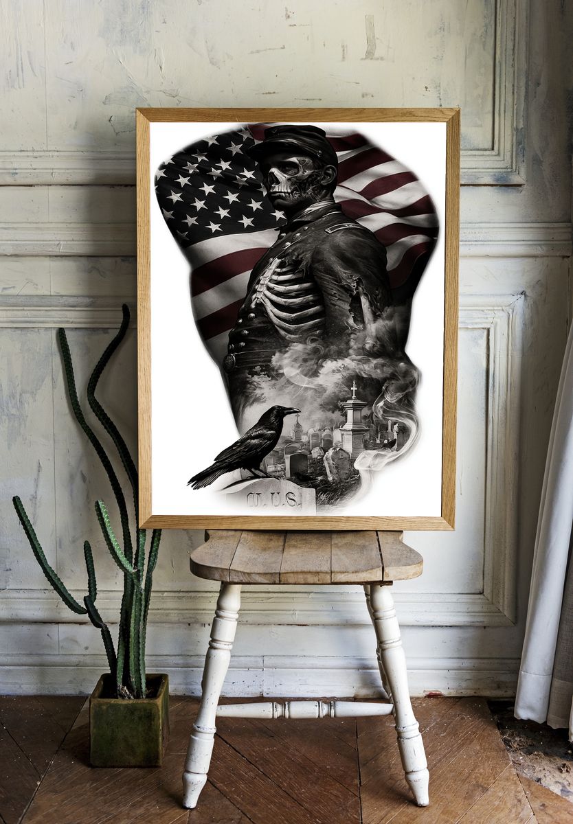 American Gothic Skull Poster. room preview