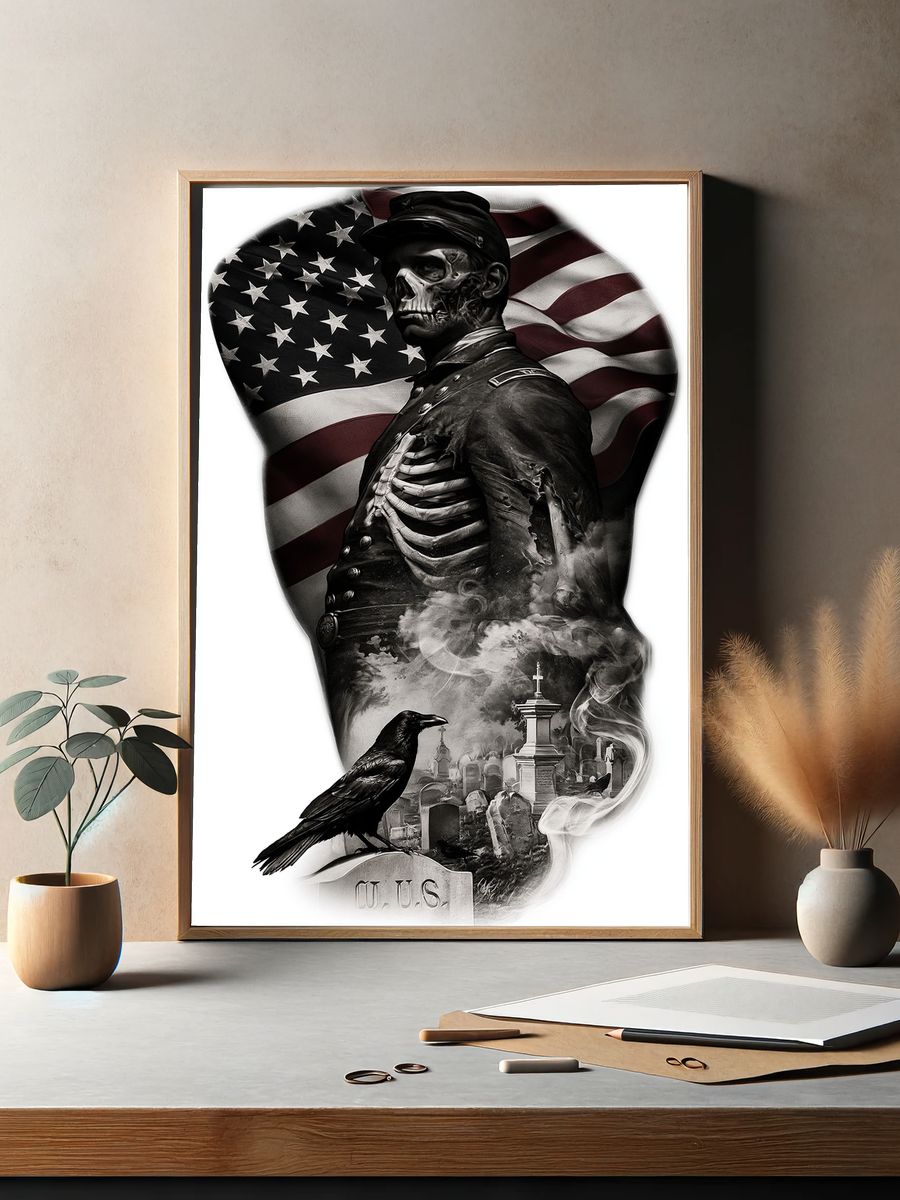 American Gothic Skull Poster. — room view 2