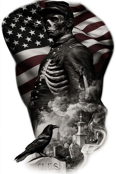 American Gothic Skull Poster.