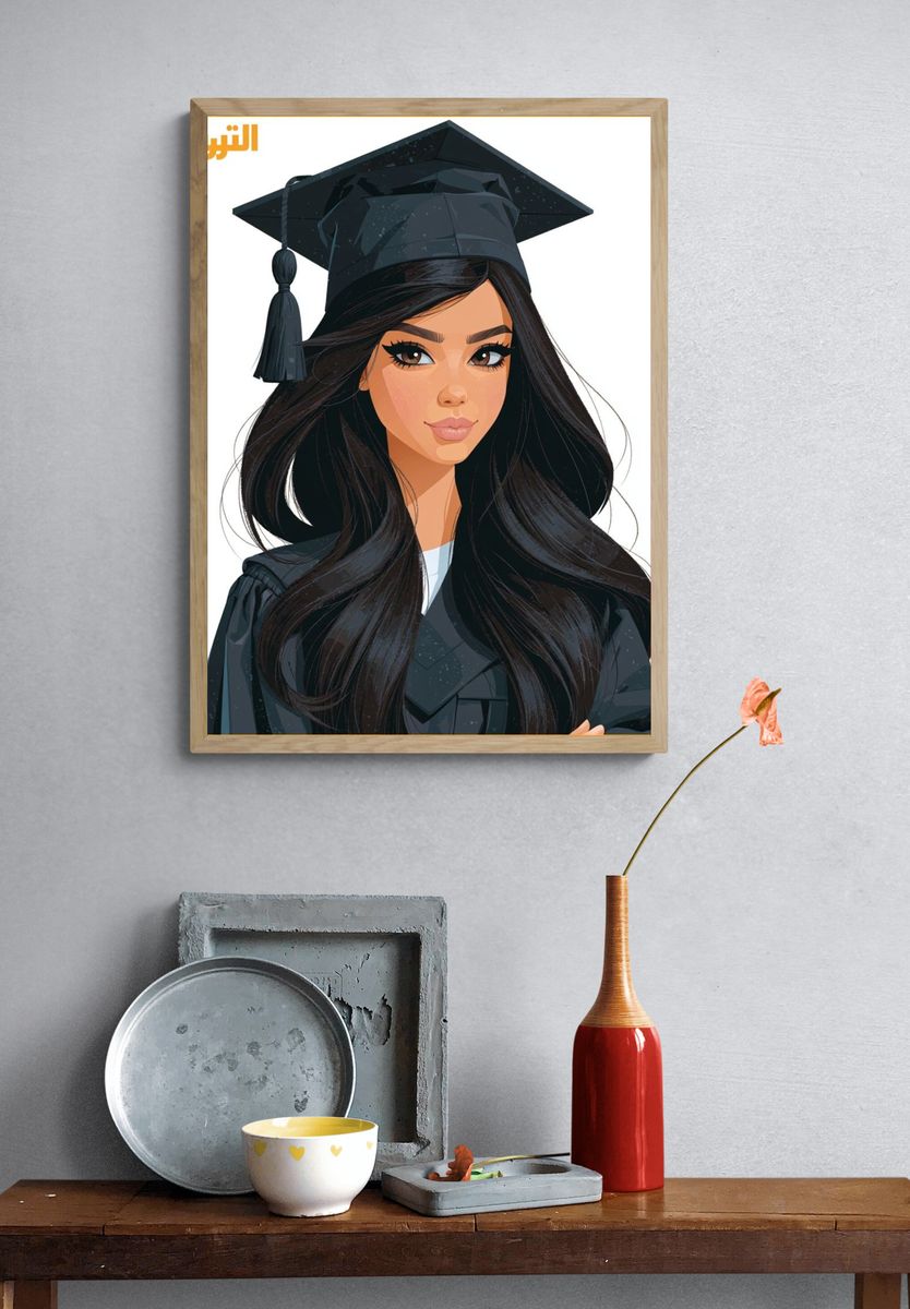 Cowgirl in Space Illustration Poster. — room view 3