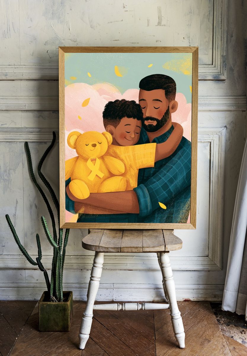 Tender Father and Child Illustration Poster. room preview