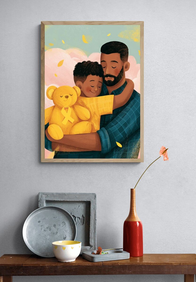 Tender Father and Child Illustration Poster. — room view 3