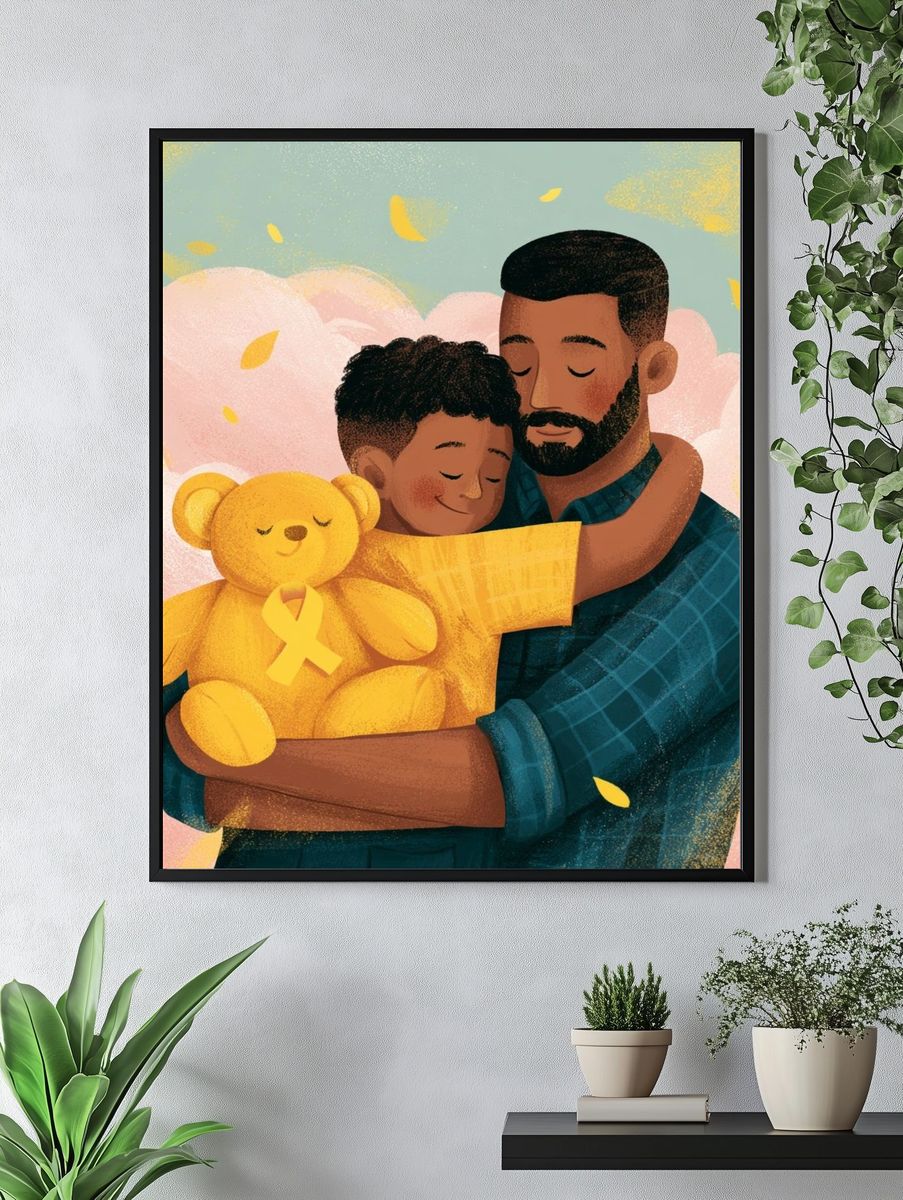 Tender Father and Child Illustration Poster. — room view 4