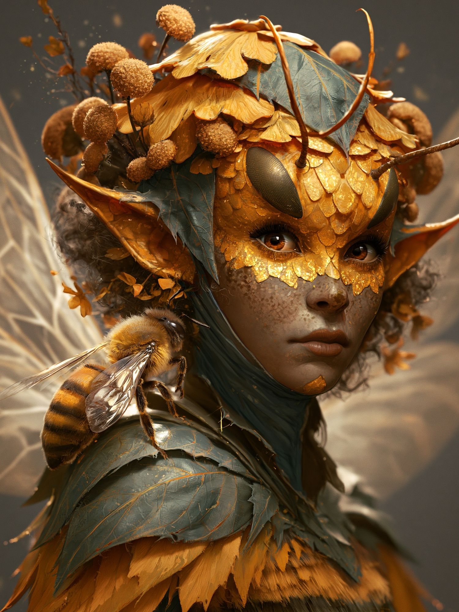 Bee Fairy Portrait Print. poster detail