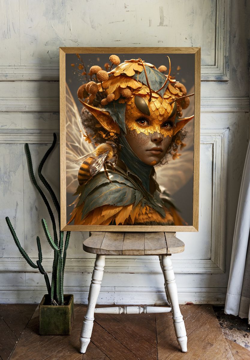 Bee Fairy Portrait Print. — room view 1
