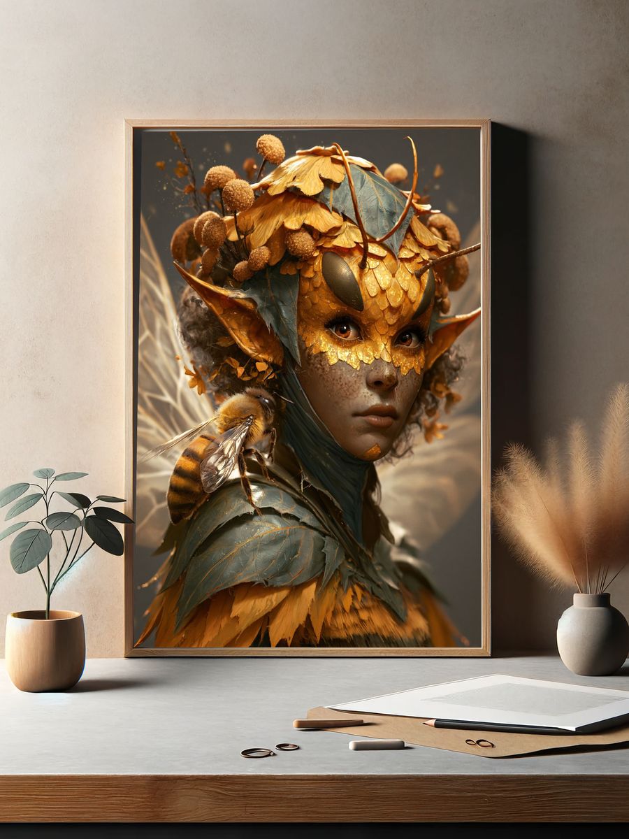 Bee Fairy Portrait Print. — room view 2