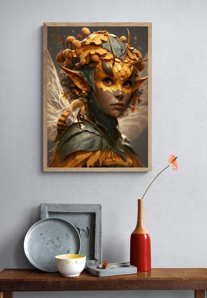 Bee Fairy Portrait Print. — room view 3