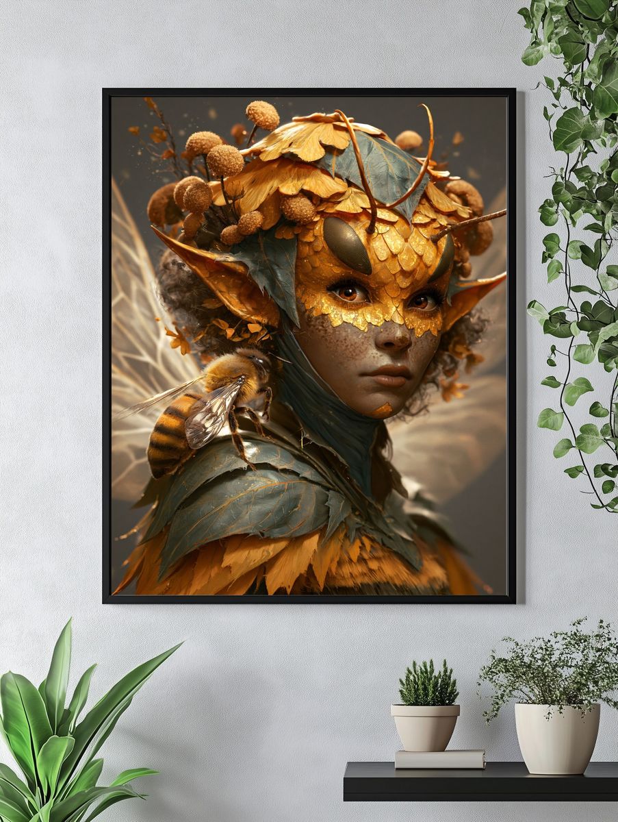 Bee Fairy Portrait Print. — room view 4