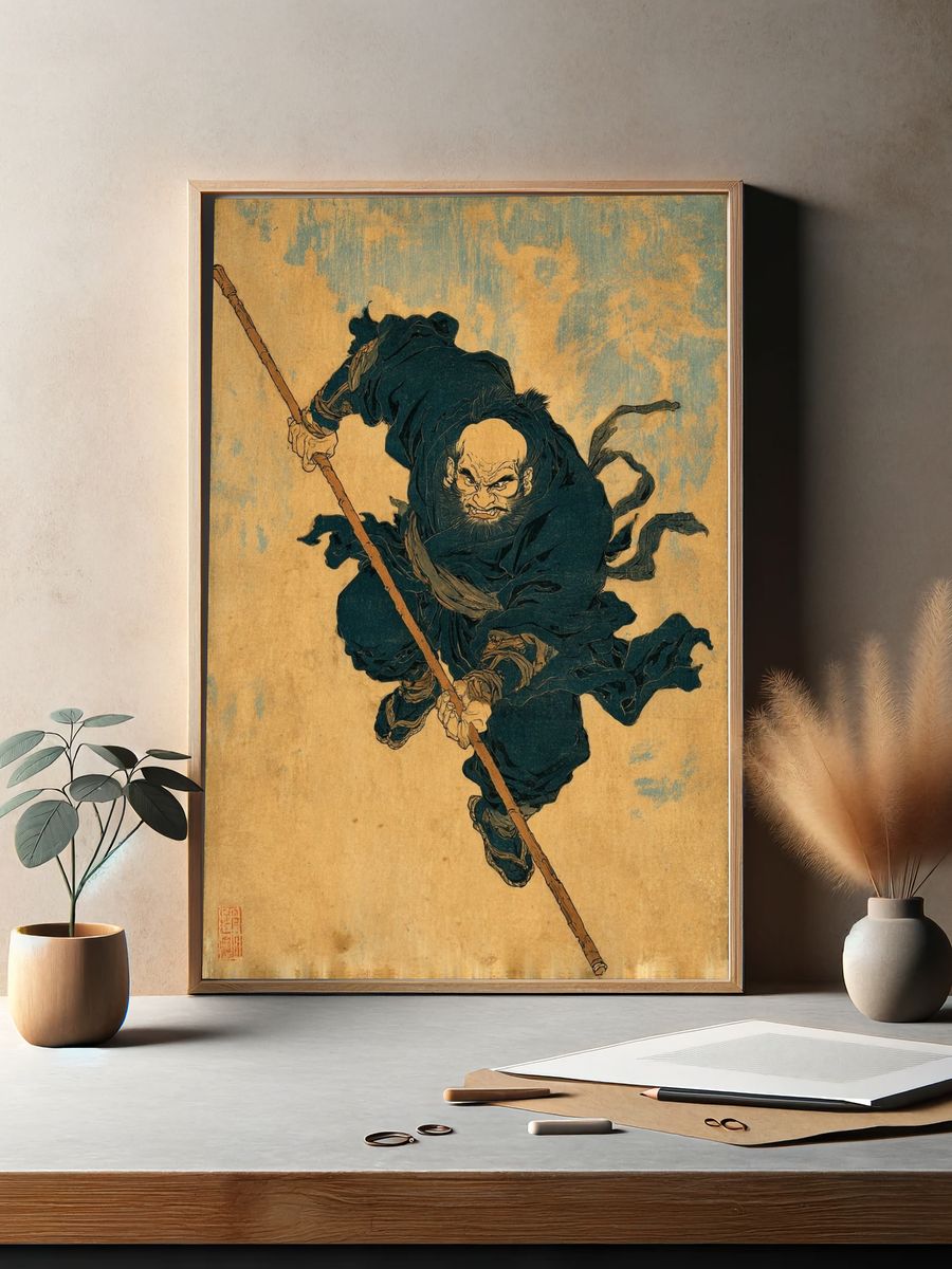 Samurai Warrior Illustration Poster. — room view 2