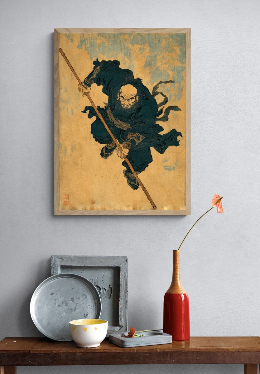 Samurai Warrior Illustration Poster. — room view 3