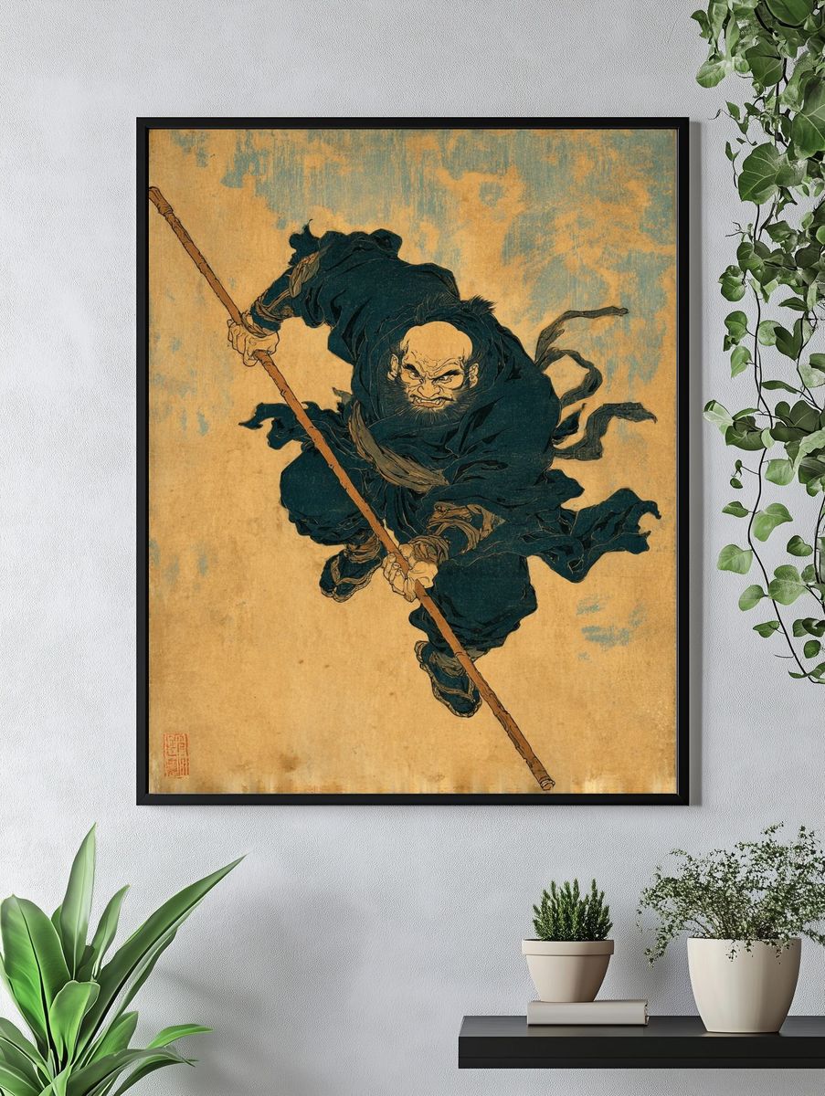 Samurai Warrior Illustration Poster. — room view 4