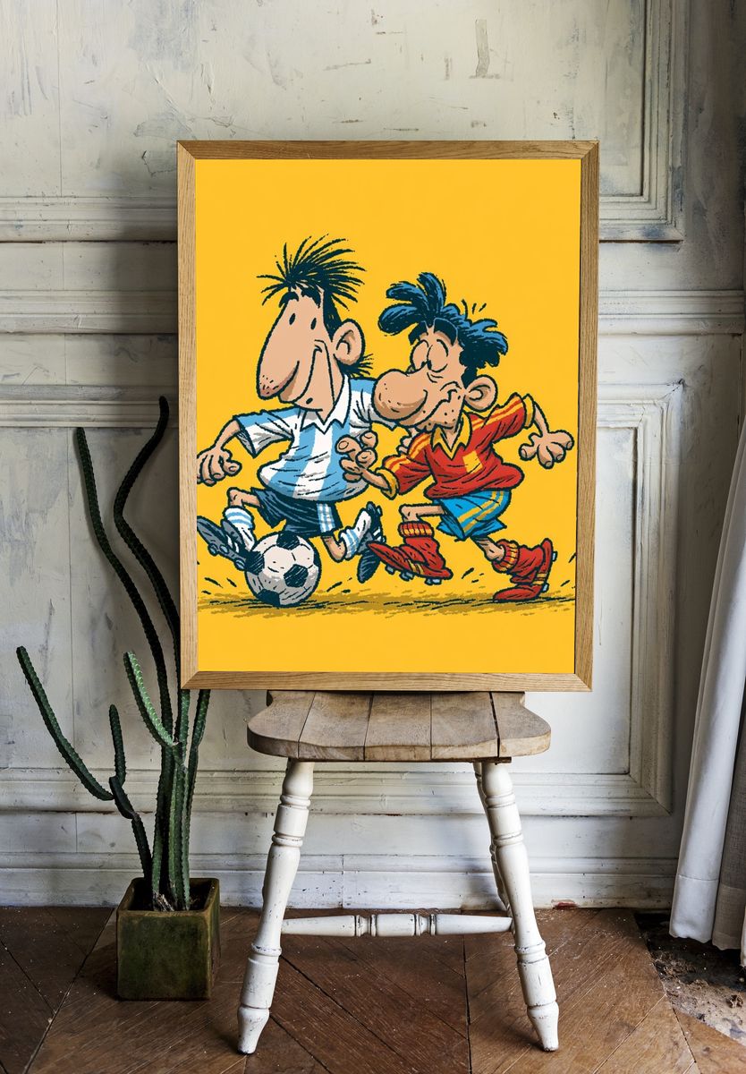 Soccer Cartoon Illustration Poster. — room view 1