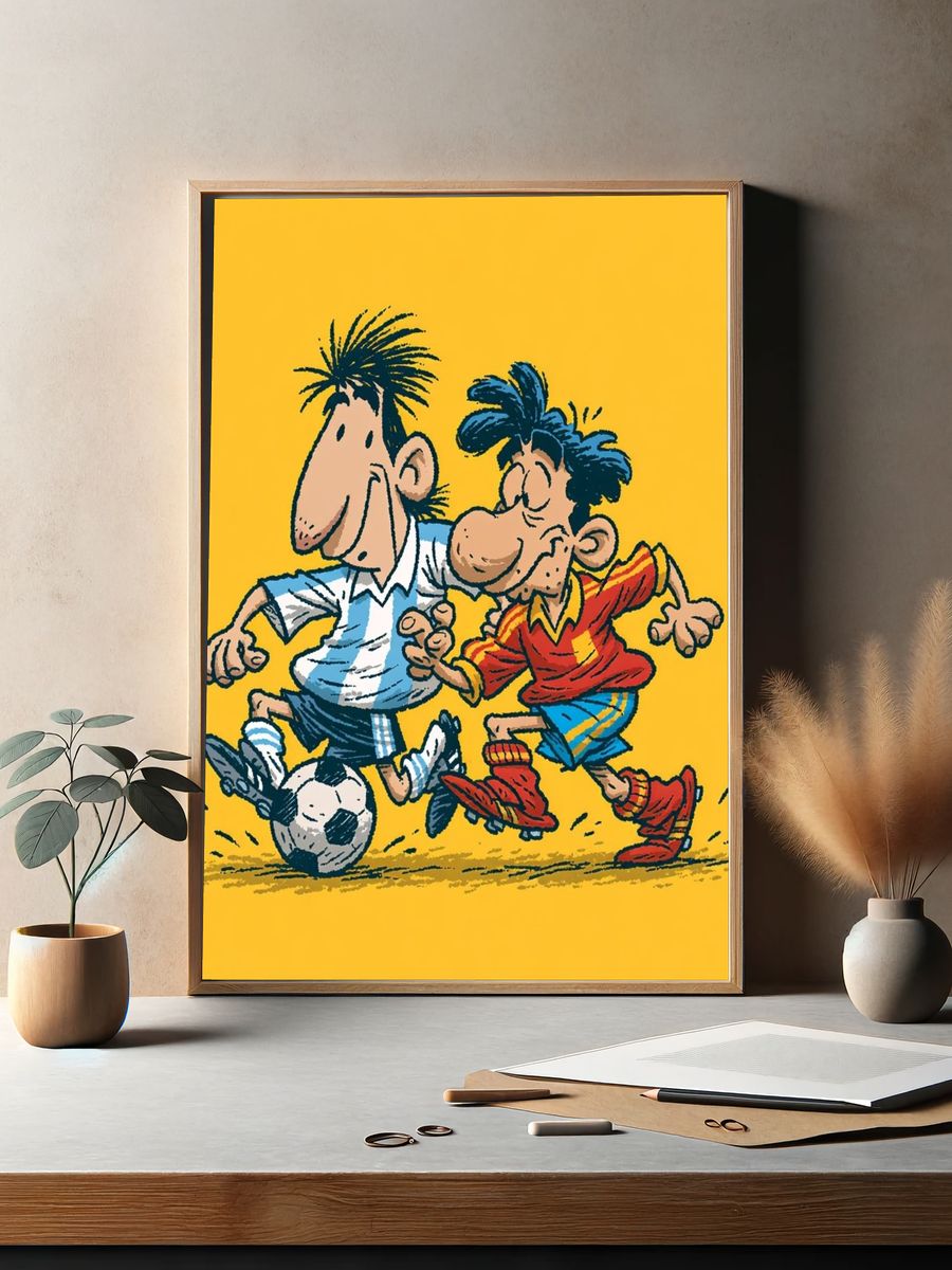 Soccer Cartoon Illustration Poster. — room view 2