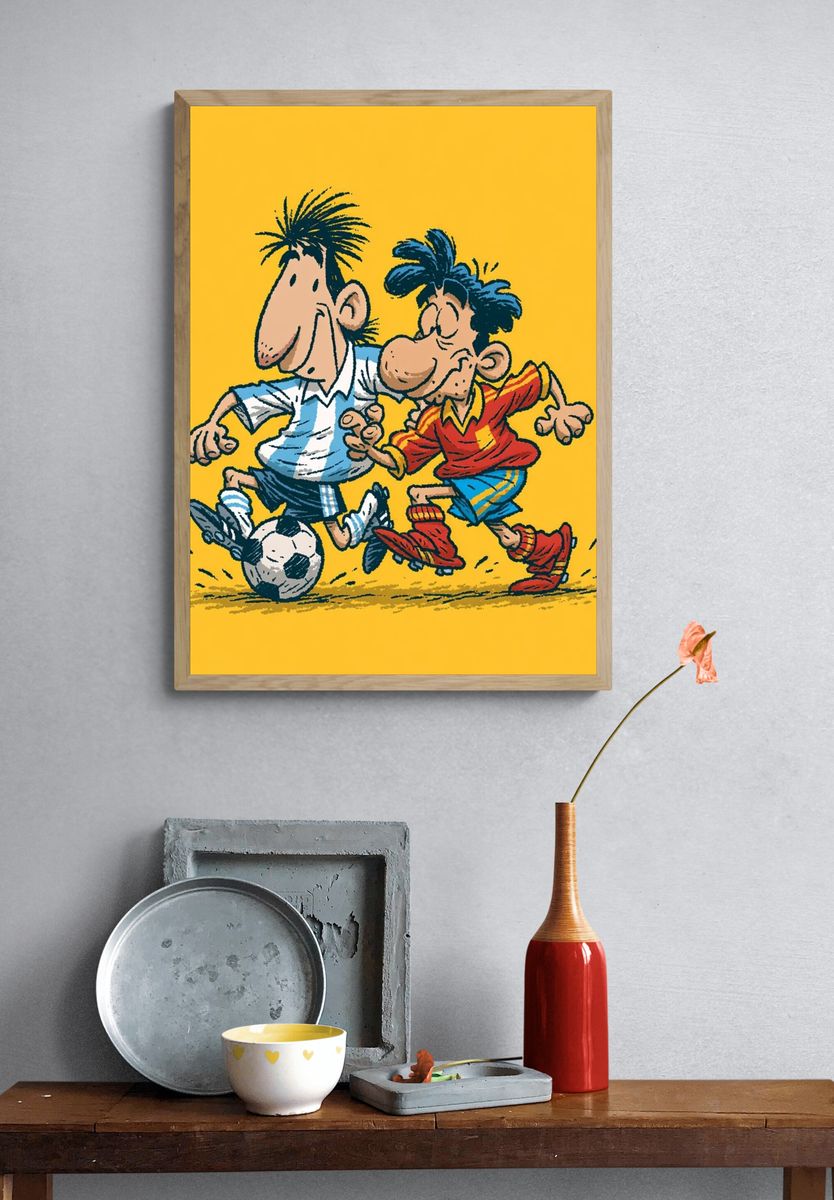 Soccer Cartoon Illustration Poster. — room view 3