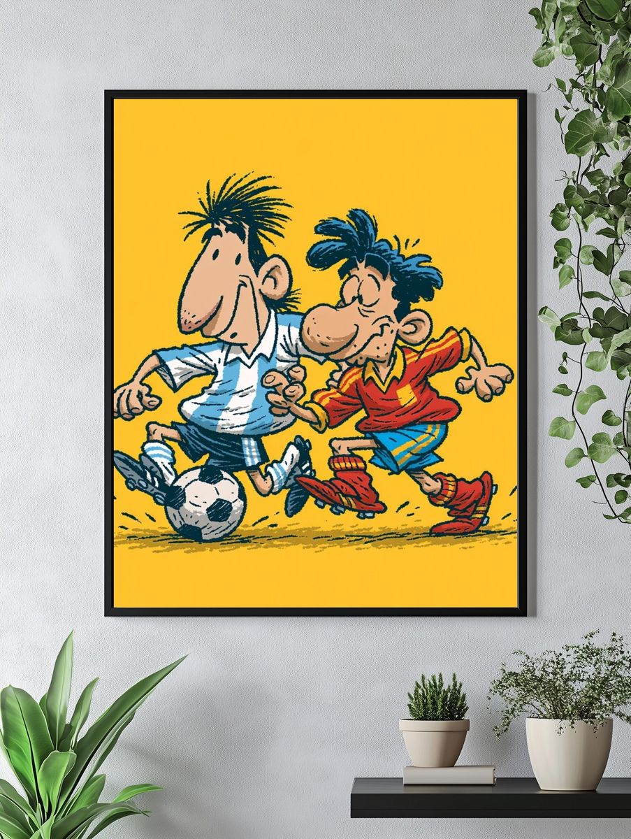 Soccer Cartoon Illustration Poster. — room view 4