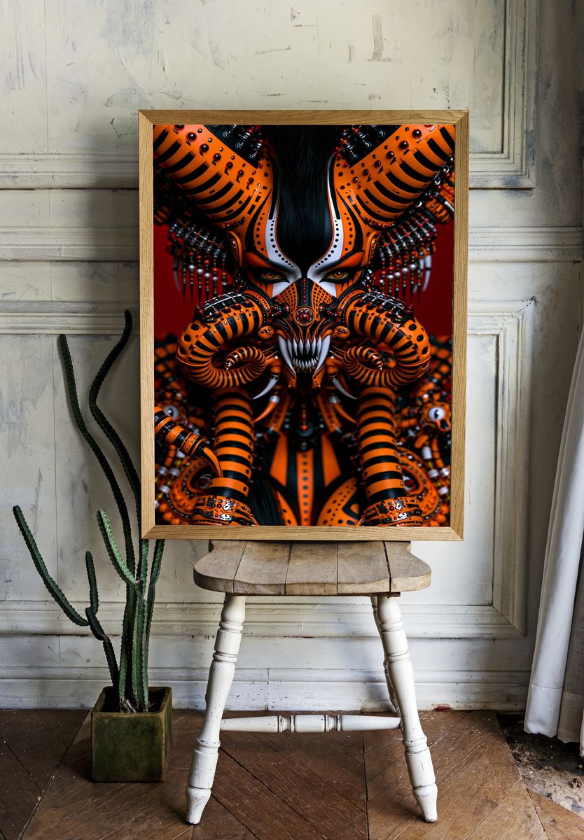 Cyberpunk Masked Warrior Print. — room view 1
