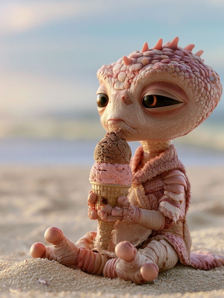 Cute Baby Dragon Ice Cream Poster. poster detail