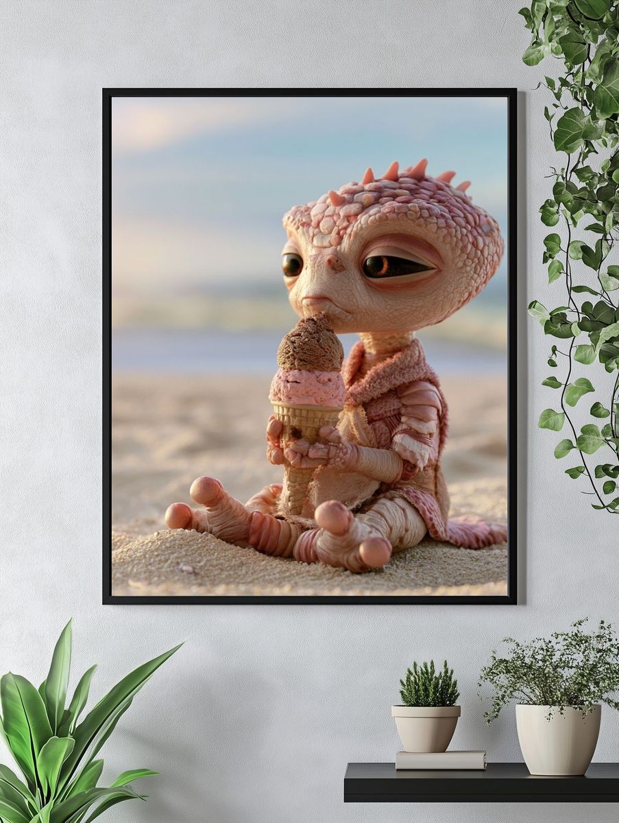 Cute Baby Dragon Ice Cream Poster. — room view 4