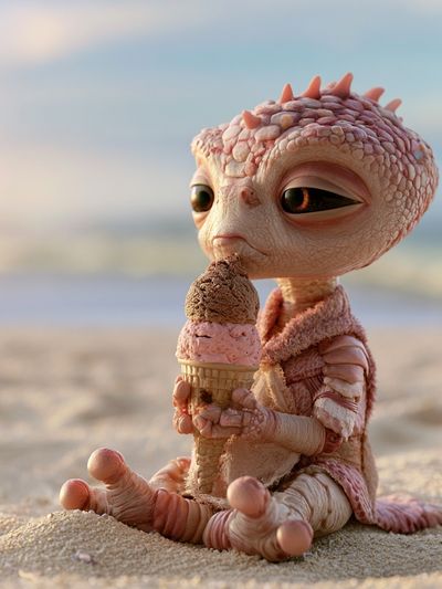 Cute Baby Dragon Ice Cream Poster.