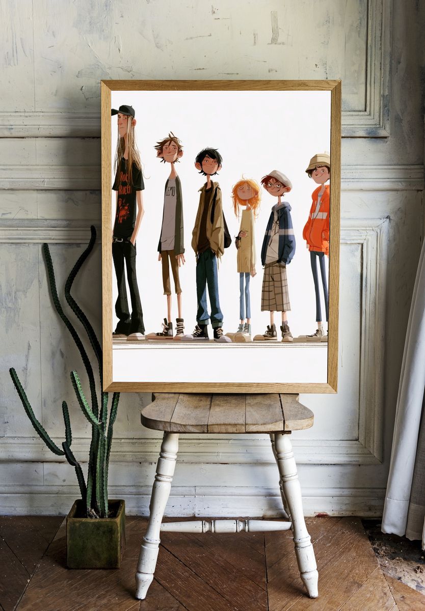 Stylized Teen Group Illustration Poster. room preview