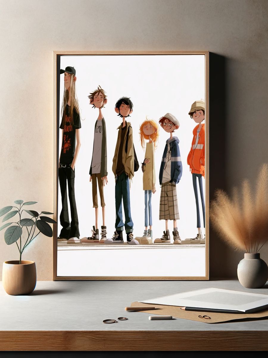 Stylized Teen Group Illustration Poster. — room view 2