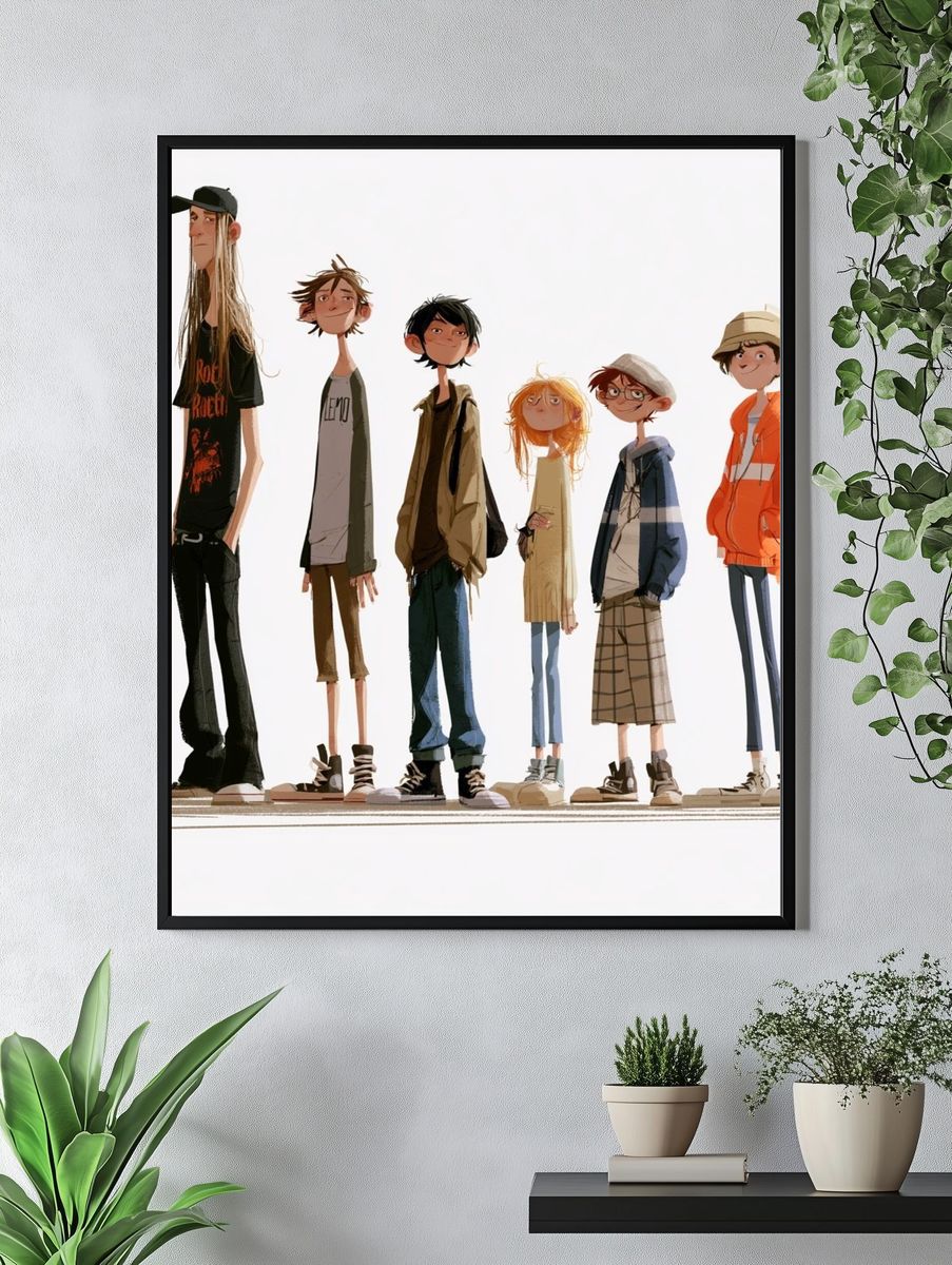 Stylized Teen Group Illustration Poster. — room view 4