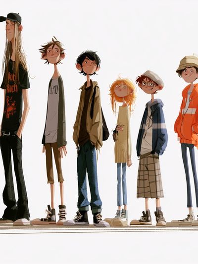 Stylized Teen Group Illustration Poster.