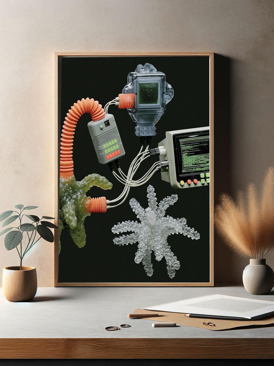 Retro Tech Assemblage Poster. — room view 2
