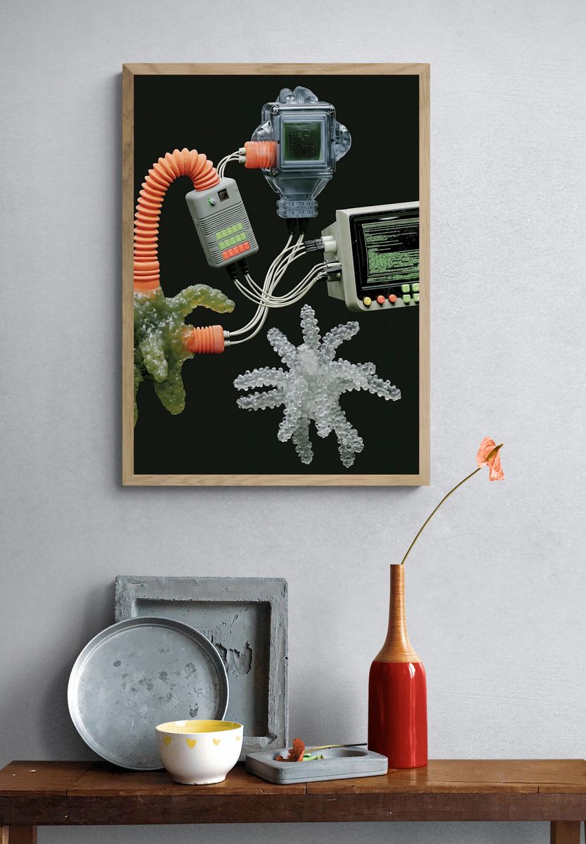 Retro Tech Assemblage Poster. — room view 3