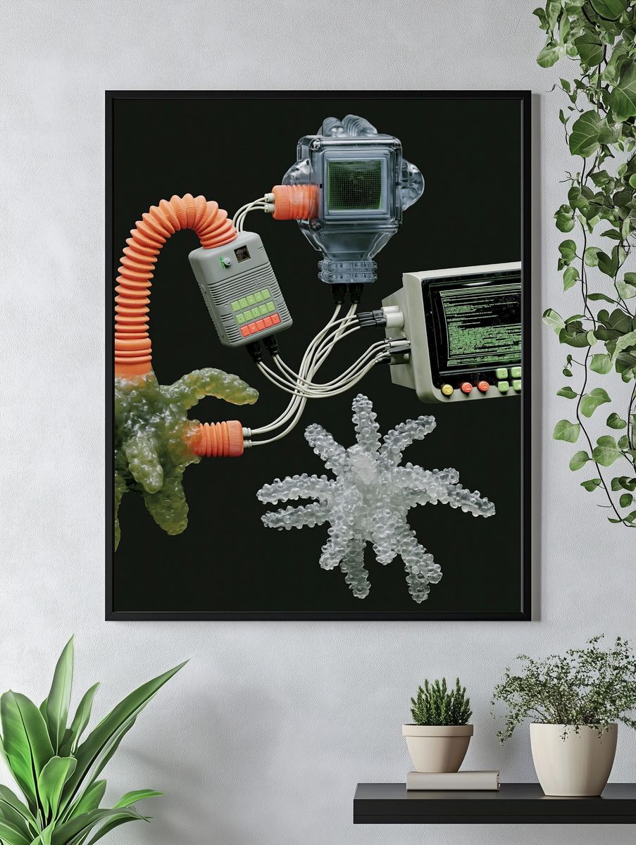 Retro Tech Assemblage Poster. — room view 4