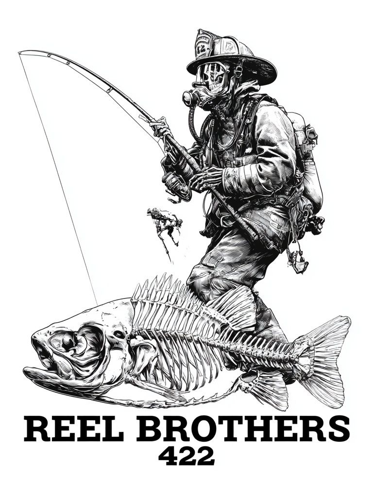 Reel Brothers Fishing Illustration Poster. poster detail
