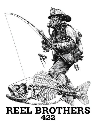 Reel Brothers Fishing Illustration Poster. poster