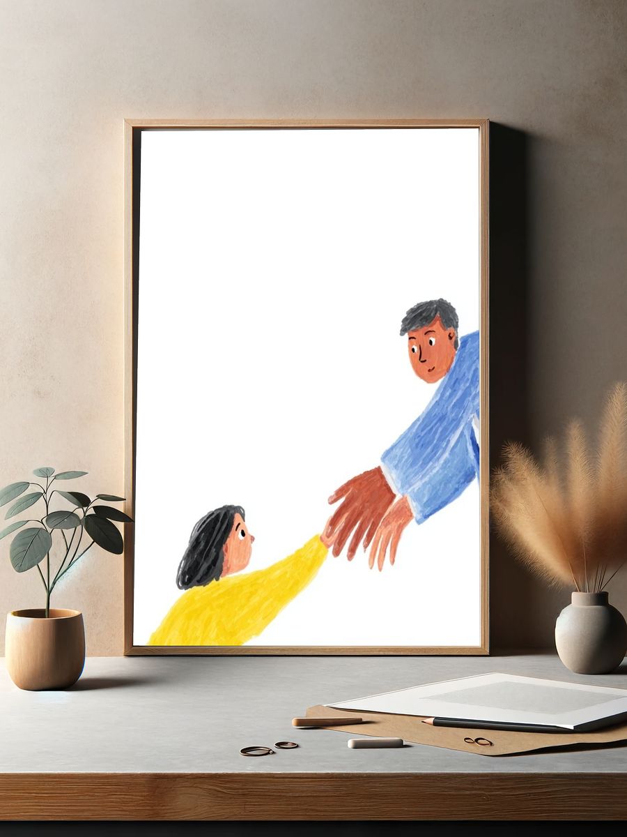 Tender Handhold Illustration Poster. — room view 2