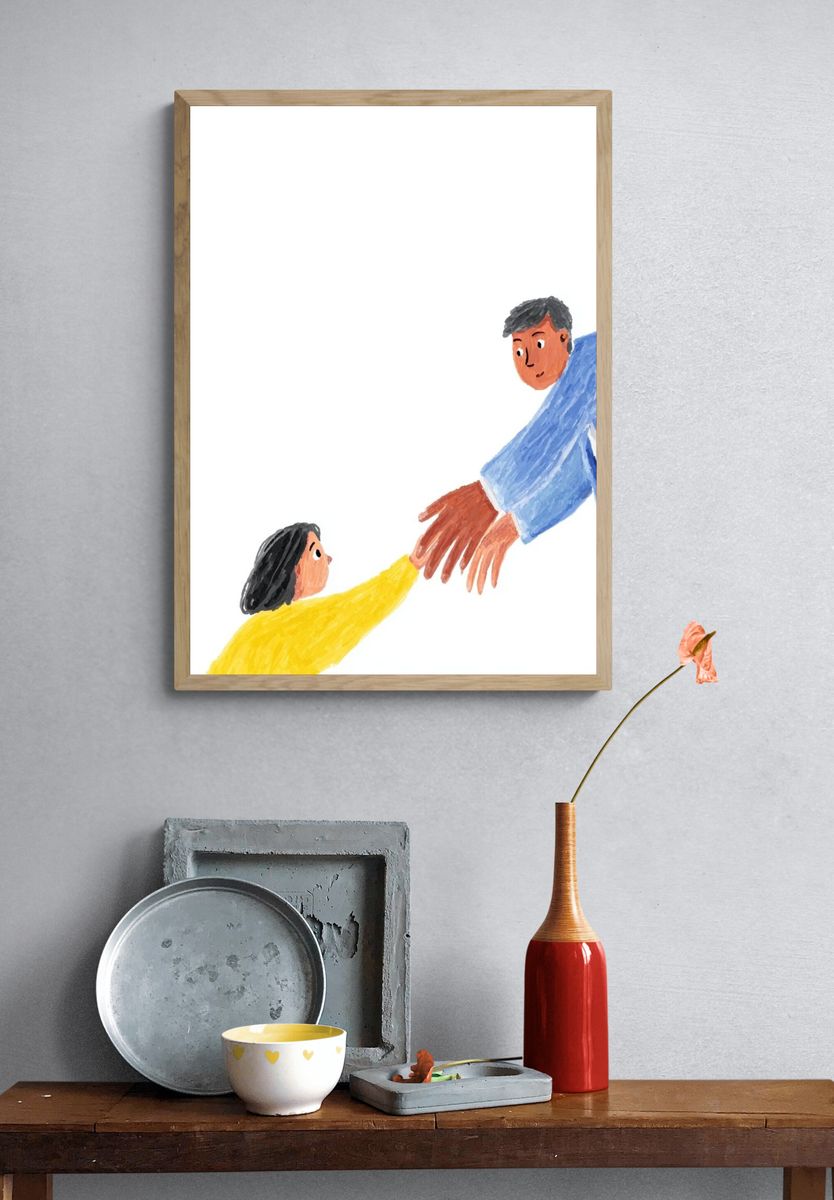 Tender Handhold Illustration Poster. — room view 3