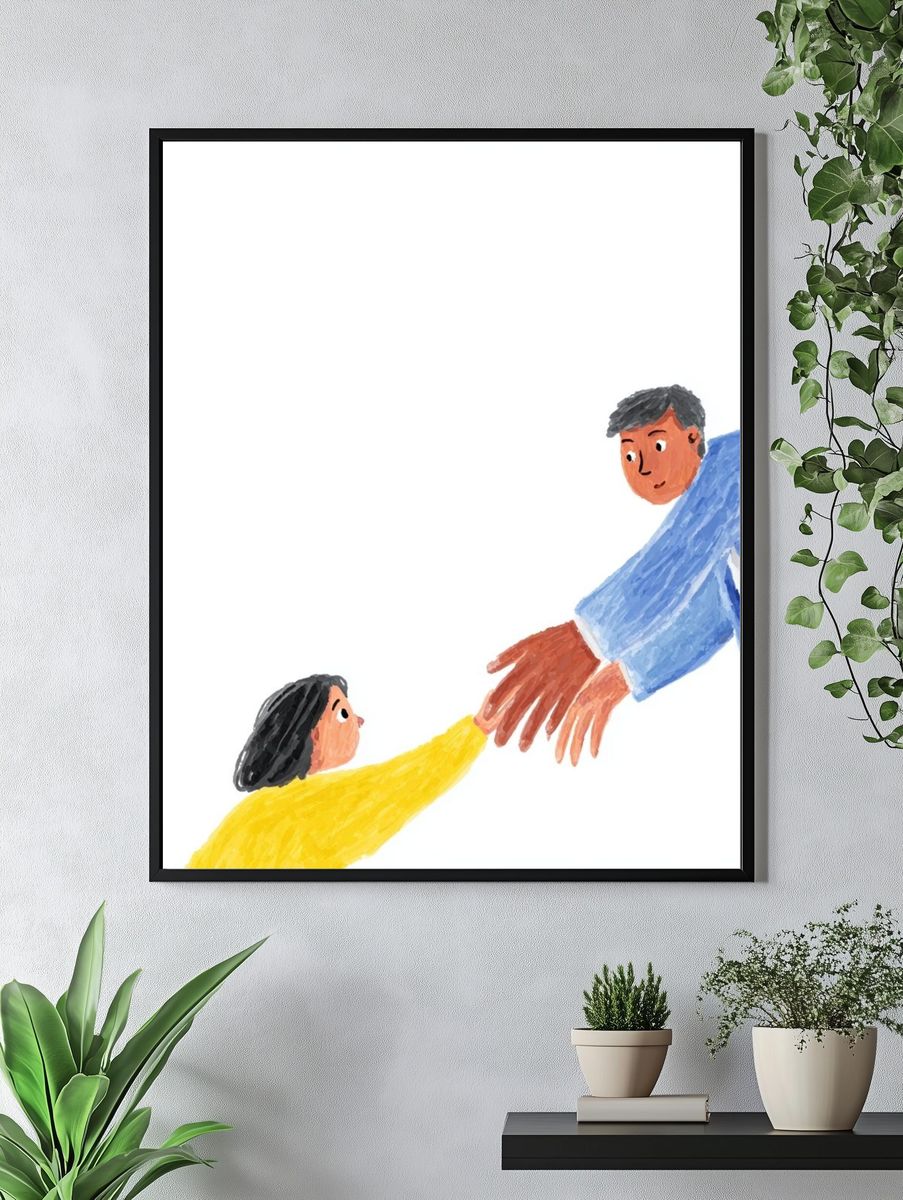 Tender Handhold Illustration Poster. — room view 4