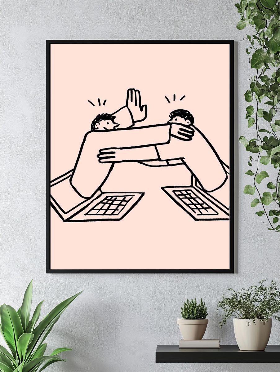 Hugging friends via social media. — room view 4