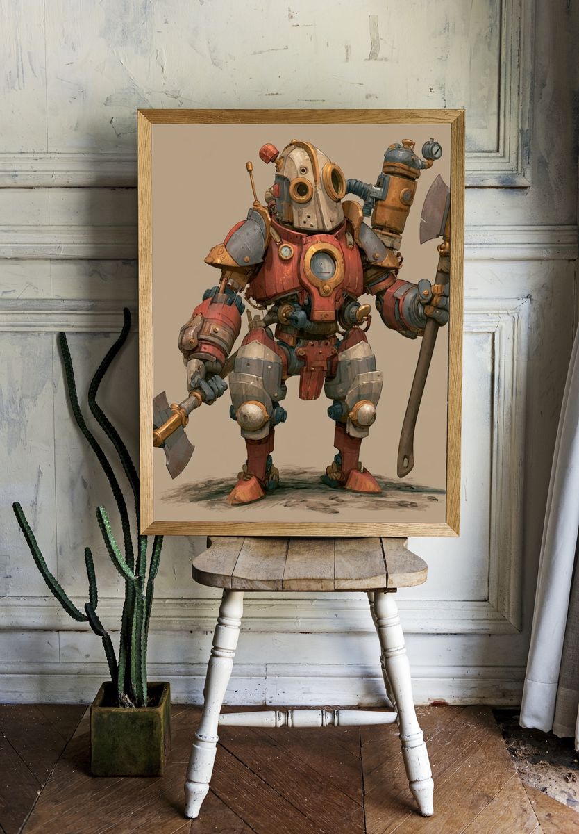 Steampunk Robot Warrior Poster. room preview