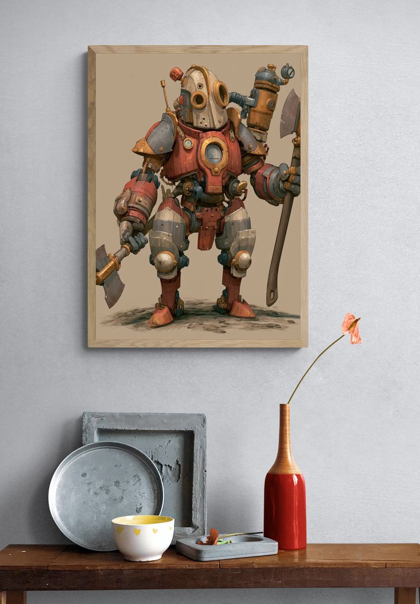 Steampunk Robot Warrior Poster. — room view 3