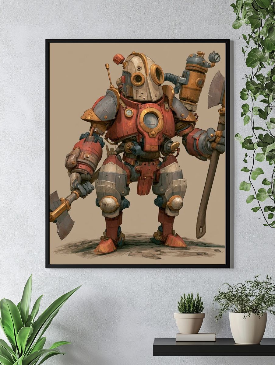 Steampunk Robot Warrior Poster. — room view 4