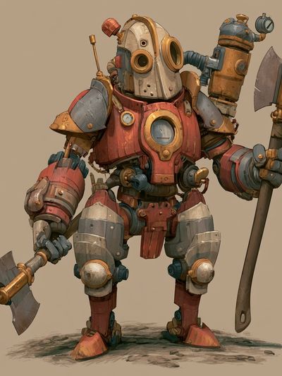 Steampunk Robot Warrior Poster.