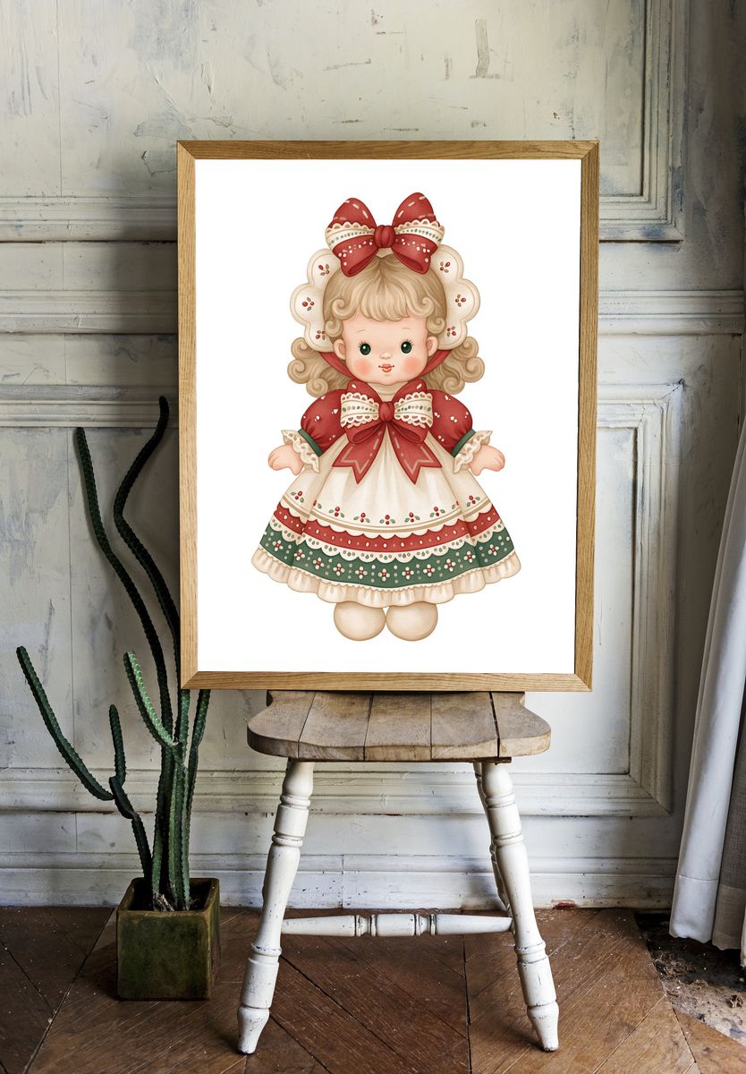 Christmas Doll Illustration Poster. room preview
