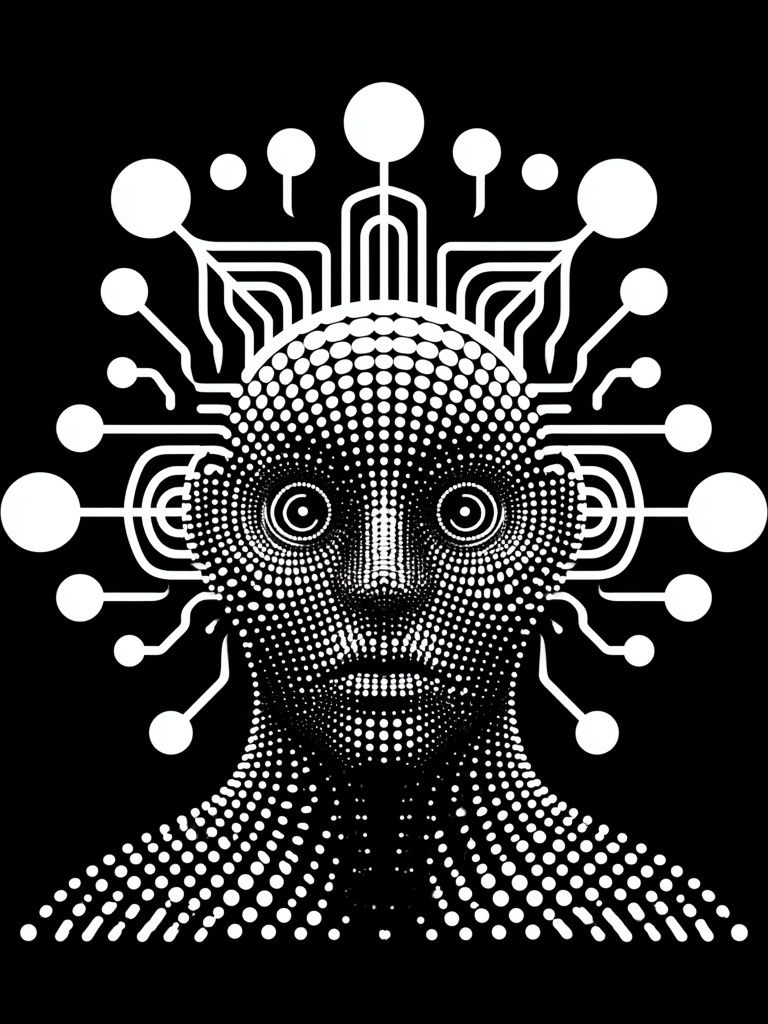 Futuristic Dot Portrait Print. poster — illustration art