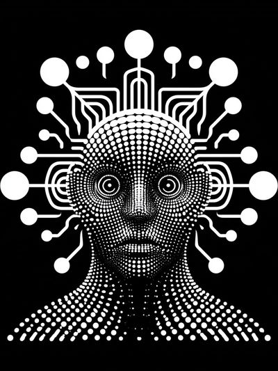 Futuristic Dot Portrait Print. poster