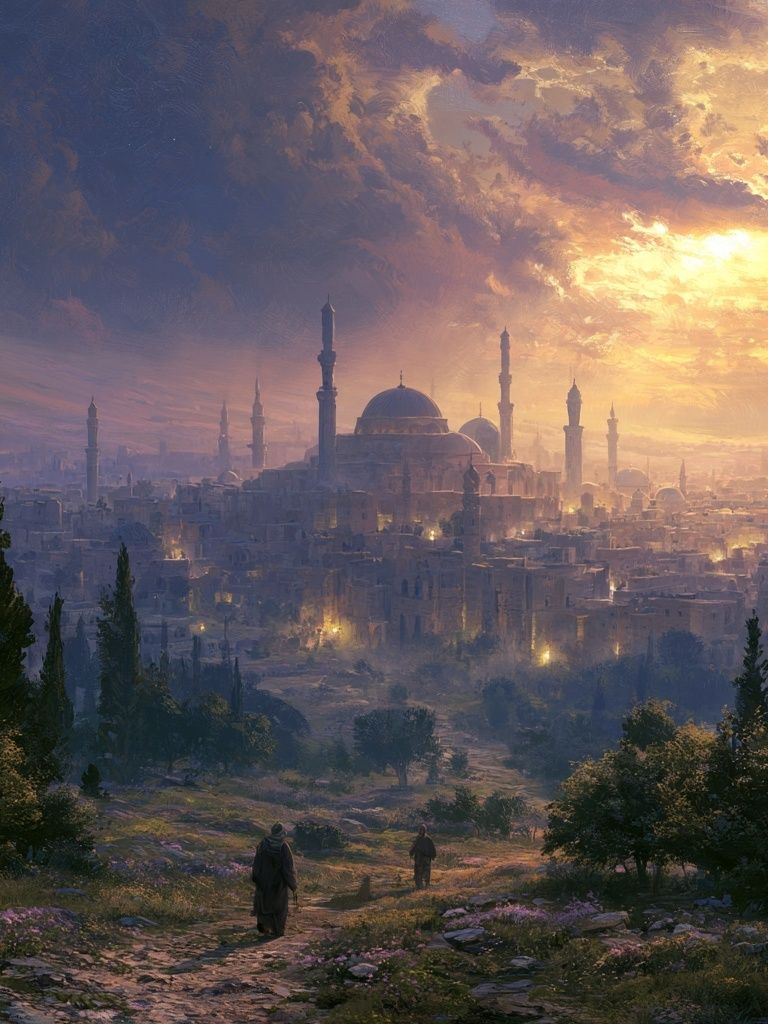 Sunset Cityscape Illustration Poster. poster — illustration art