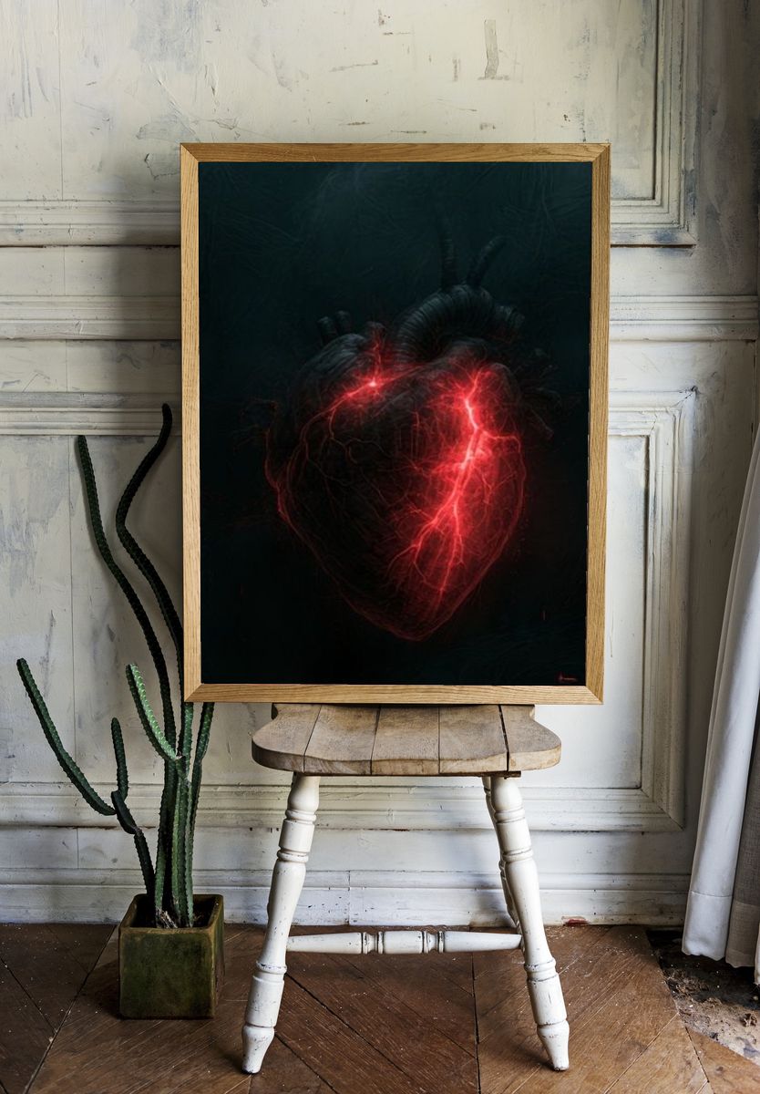Glowing Anatomical Heart Illustration Poster. room preview